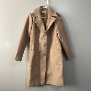 Candance Cameron Bure tailored pea coat in tan